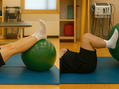 무릎 재활치료중인 사람