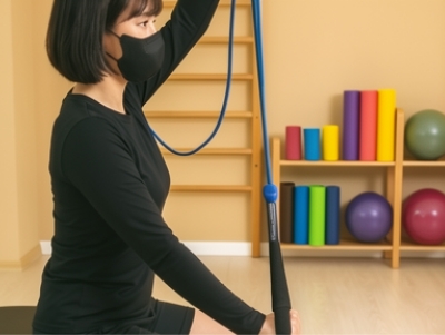 어깨 재활치료중인 사람